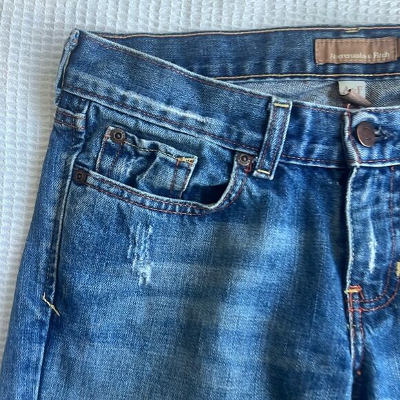 Abercrombie Fitch Women’s Madison Flare Distressed Embellished Blue Jeans Sz 4R - Picture 9 of 13